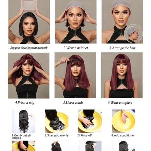 30” Long Curly Chestnut  Wig with bangs natural look. for daily use - Picture 7 of 9